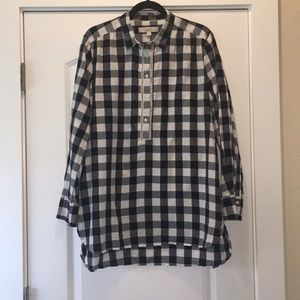 LOFT blue and white checkered tunic popover